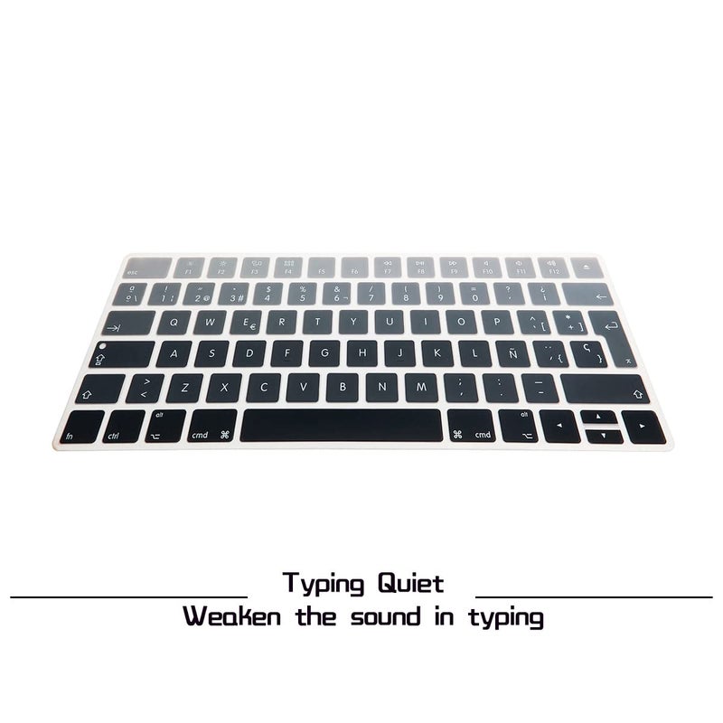 HRH Spanish Language Silicone Keyboard Cover Skin for Magic Wireless Keyboard MLA22LL/A (A1644,2015 Released) European ISO Layout,Ombre Gray - Image 3